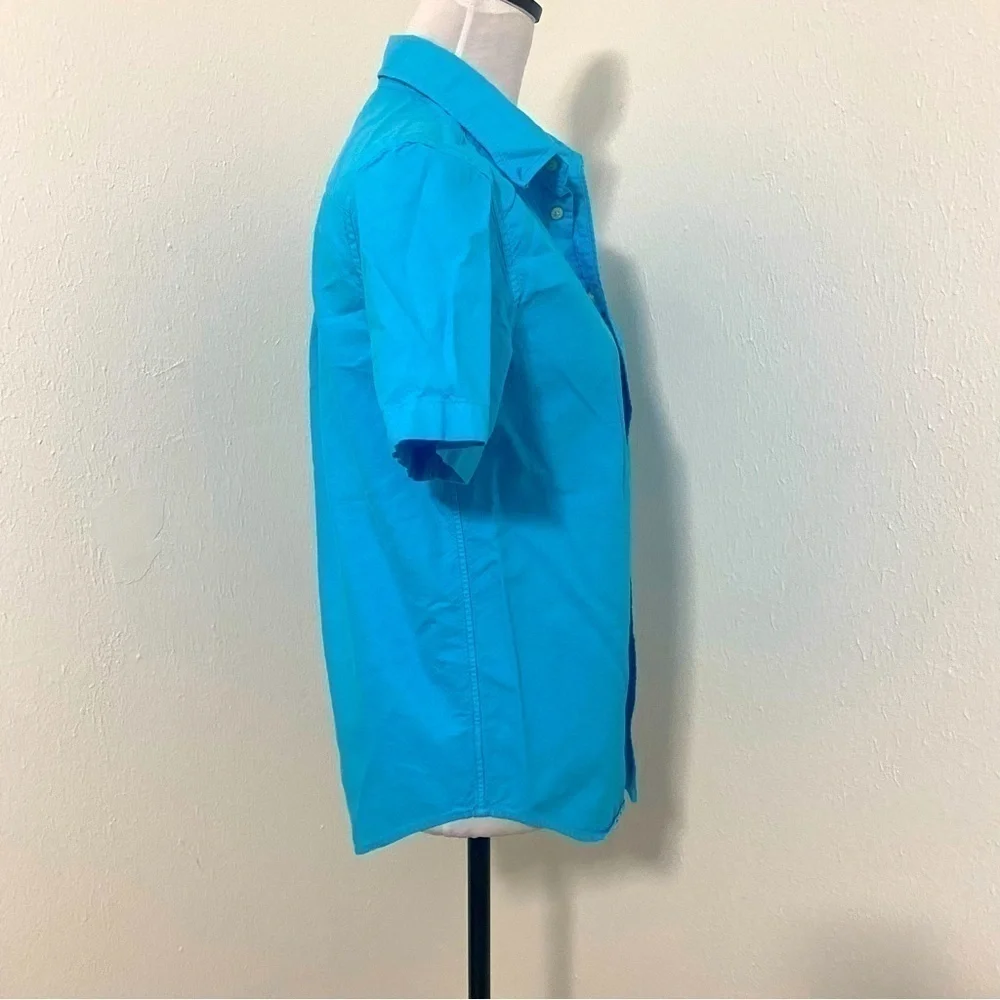 Ralph Lauren Boy Short Sleeve Turquoise Orange Pony Button Down Sz Large (14-16)